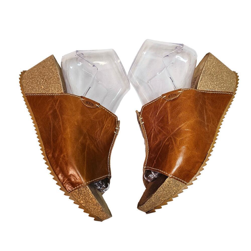 Joseph Seibel Brown Tan Sz38 US‎ 7.5. leather Chunky slippers. Platform. Boho